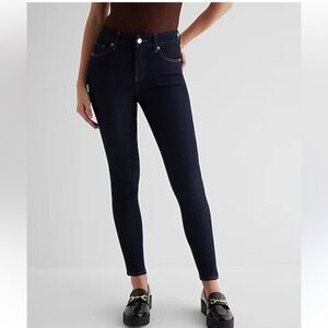 Express Skinny Mid Rise Dark Blue Skinny Jeans
